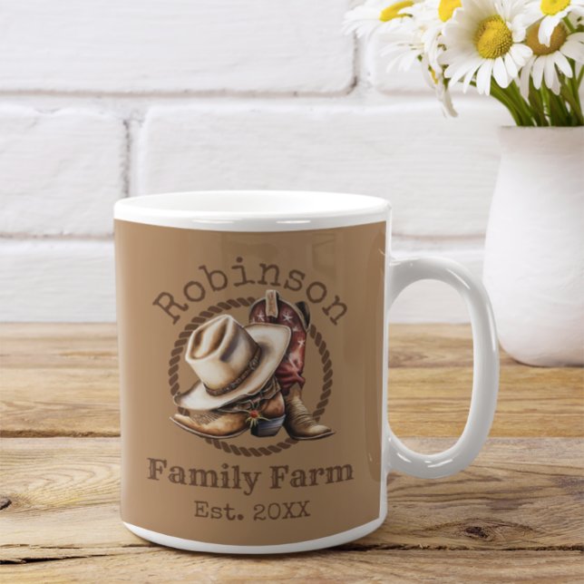 Anpassade familjegård västerländska cowboy-stövlar kaffemugg (Skapare uppladdad)