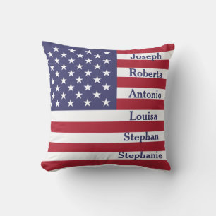 Anpassade familjenamn Amerikansk flagga Patriotisk Kudde