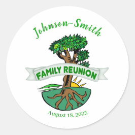 Anpassade Family Träd Reunion Stickers Runt Klistermärke