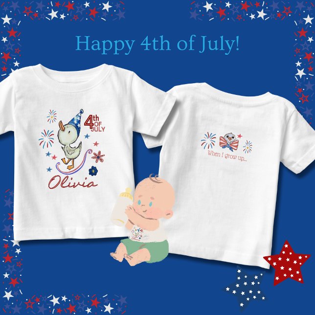 Anpassade Fånig Goose 4 juli T Shirt (Customizable Silly Goose 4th of July Baby T-Shirt)