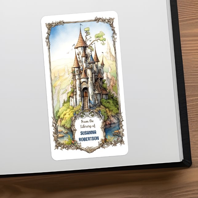 Anpassade Fantasy Castle Bookplate Fraktsedel (Skapare uppladdad)