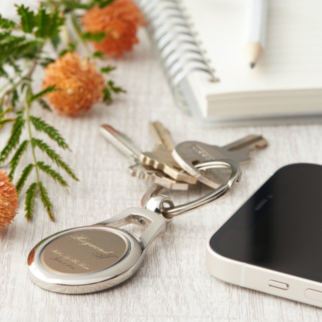 Anpassade Far i Bride Oval Keychain Ovalt Silverfärgad Nyckelring (Sidan)