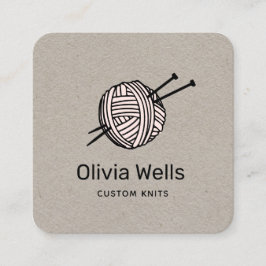 Anpassade Färg Knitters Knitting Crochet Boll Fyrkantigt Visitkort