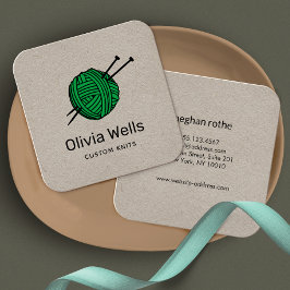 Anpassade Färg Knitters Knitting Crochet Boll Fyrkantigt Visitkort