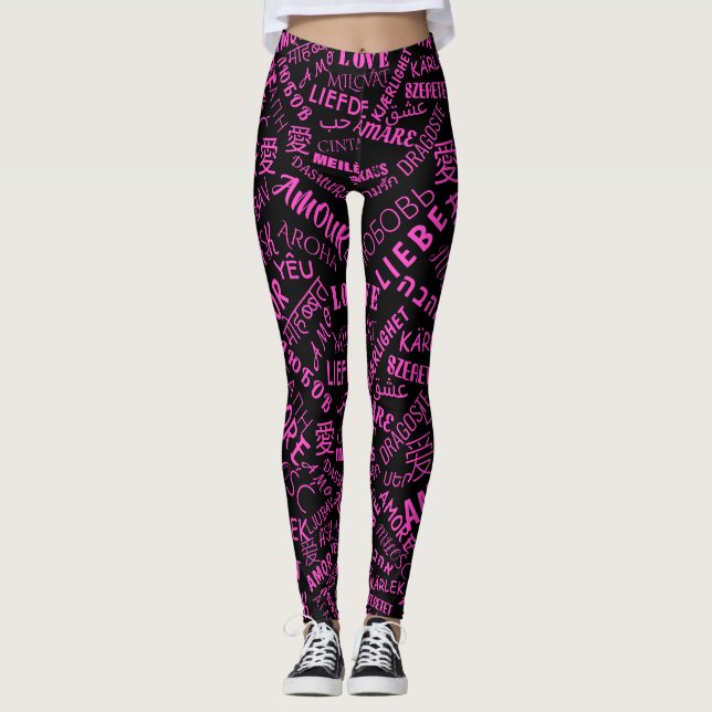Anpassade Färgade Leggings Flerspråkig Kärlekstext (Framsida)