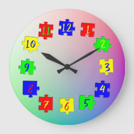 Anpassade Färgade Pusselbitar, Barns Bilder Nummer Stor Klocka