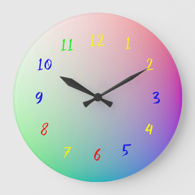 Anpassade Färgade Pusselbitar, Barns Bilder Nummer Stor Klocka (Framsida)