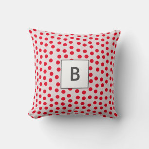 Anpassade färger Polka dots monogram Kudde