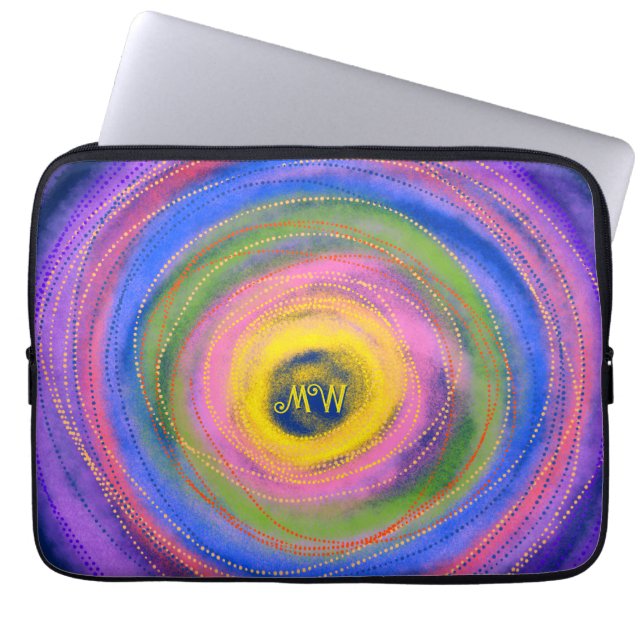Anpassade färgrika livfulla Mandala-cirklar Laptop Fodral (Framsidan)