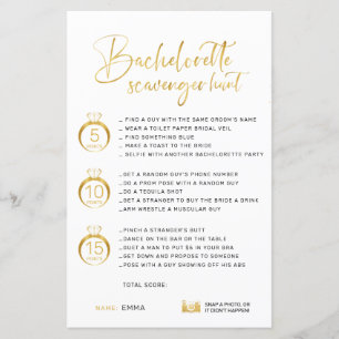 Anpassade Faux Guld Bachelorette Scavenger