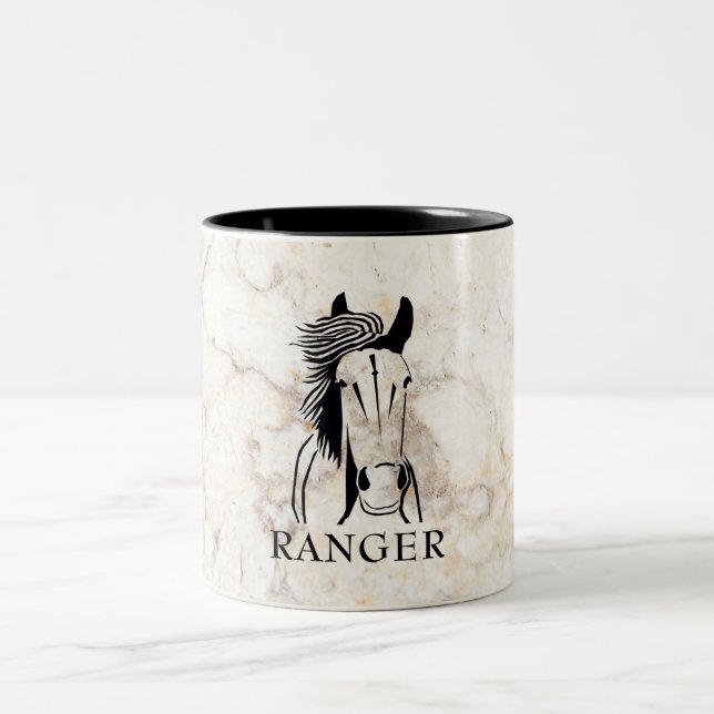 Anpassade Faux Marble Artistic Horse Mugg (Center)