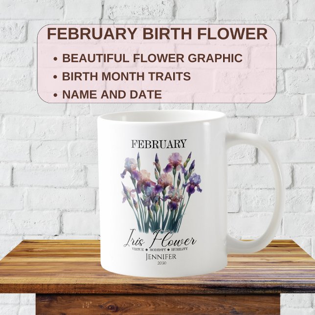 Anpassade februari Flower Iris Kaffemugg (Skapare uppladdad)
