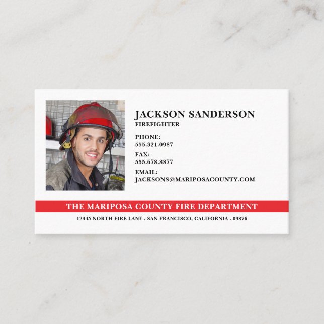 Anpassade Fire Department Firefighter Photo Visitkort (Framsida)