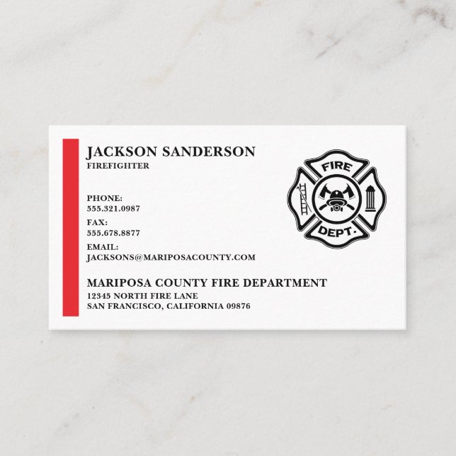 Anpassade Firefighter Logotyp Fire Department Visitkort (Framsida)