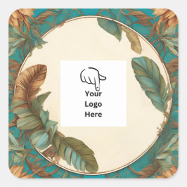 Anpassade Fjädrar Logotyp Förpackningssymbol Fyrkantigt Klistermärke