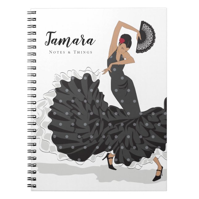 Anpassade Flamenco Dancer Notebook Anteckningsbok (Framsidan)