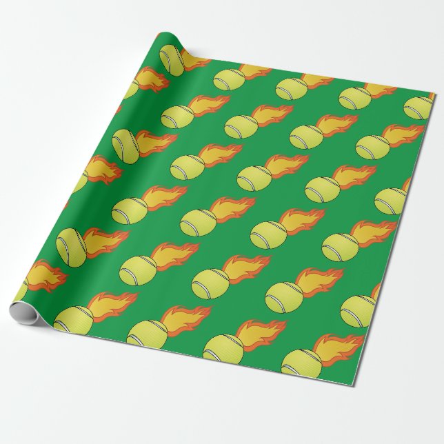 Anpassade Flaming Tennis Boll Presentpapper (Utrullad)