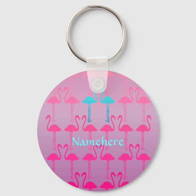 Anpassade: Flamingo två Nyckelring (Framsida)