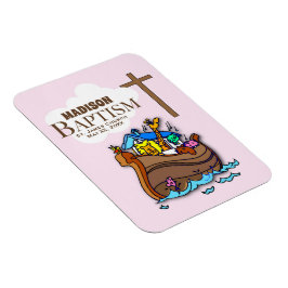 Anpassade, Flicka Baptism Noahs Ark Magnet