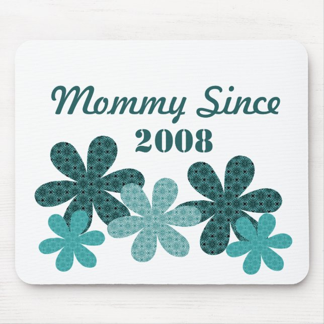 Anpassade Flower Mamma Sedan Mousepad, Teal Musmatta (Framsidan)
