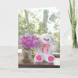 Anpassade Flowers & Nalle Valentine Card Helgkort