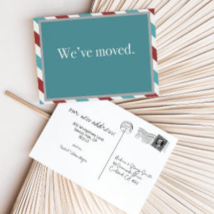 Anpassade Flytta annons//Airmail Teal Meddelande Vykort