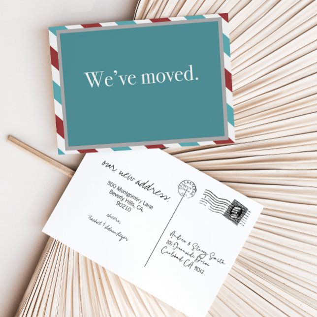 Anpassade Flytta annons//Airmail Teal Meddelande Vykort (Skapare uppladdad)