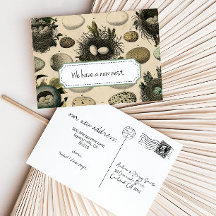 Anpassade Flytta Announcement // Vintage Bird Meddelande Vykort