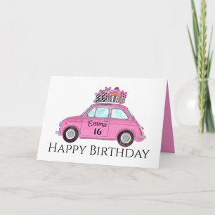 Anpassade födelsedag Retro Fiat 500 Kort