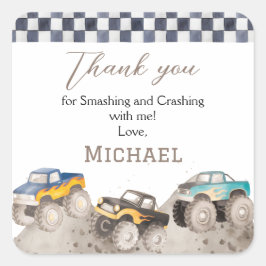 Anpassade födelsedagsdekaler för monstertruck fyrkantigt klistermärke