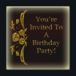 Anpassade Födelsedagsfest inbjudan för Guld<br><div class="desc">Våra inbjudningar kan enkelt anpassas som ett vackert födelsedagsfest inbjudan för det speciellare födelsedagsevenemanget. Anpassa våra inbjudningar med ditt favoritteckensnitt färg och stil och all viktig födelsedagsfest för dina gäster. Skapa perfekt födelsedagsfest inbjudan för din speciellare händelse i dag!</div>