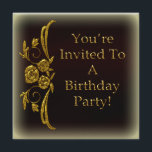 Anpassade Födelsedagsfest inbjudan för Guld<br><div class="desc">Våra inbjudningar kan enkelt anpassas som ett vackert födelsedagsfest inbjudan för det speciellare födelsedagsevenemanget. Anpassa våra inbjudningar med ditt favoritteckensnitt färg och stil och all viktig födelsedagsfest för dina gäster. Skapa perfekt födelsedagsfest inbjudan för din speciellare händelse i dag!</div>