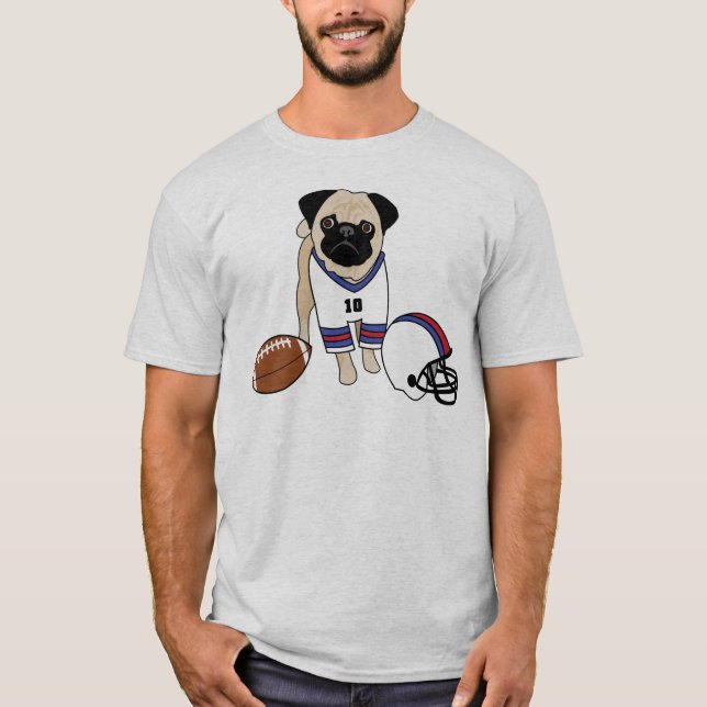 Anpassade Football Pug T Shirt (Framsida)