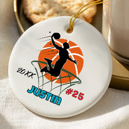 anpassade för basketspelare för sportpojken idrott julgransprydnad keramik