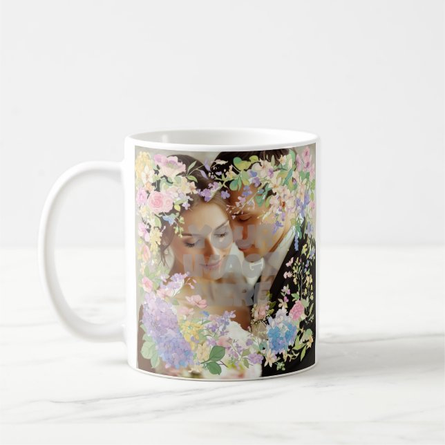 Anpassade för blommigt Bröllop Gräns Kaffemugg (Vänster)