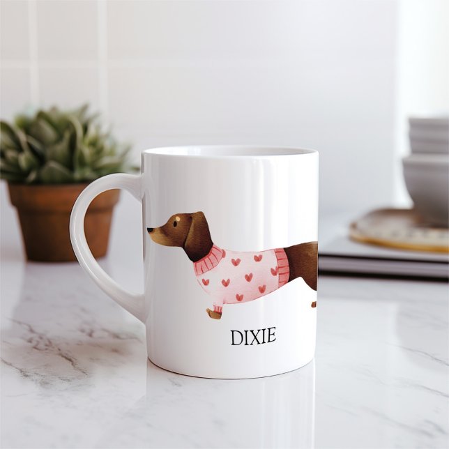 Anpassade för färgen Cute Dachshund Kaffemugg (Skapare uppladdad)