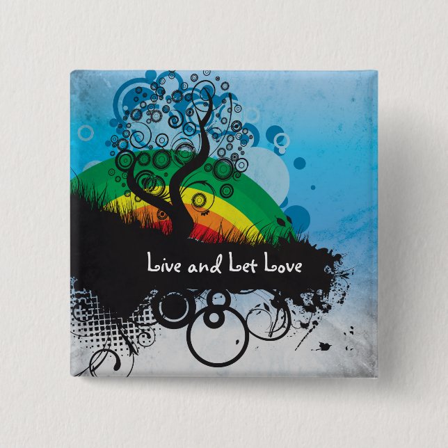 Anpassade för Grungeregnbågeträd Knapp (Framsida)