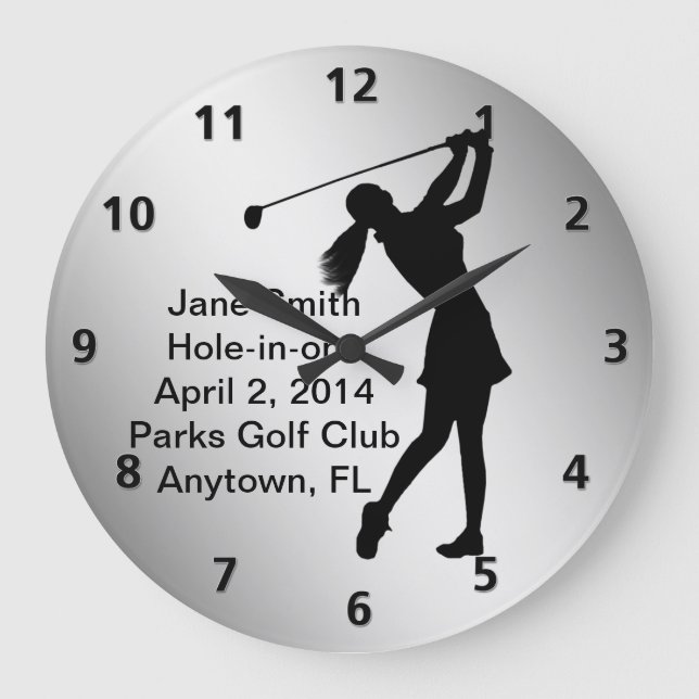 Anpassade för hole in oneGolfSwinger Stor Klocka (Framsida)