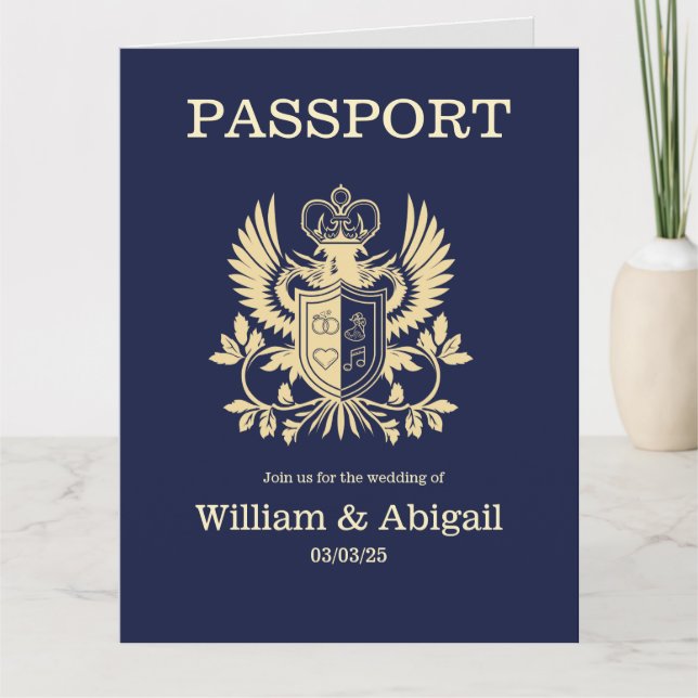 Anpassade för inbjudan till Passport Wedding (Framsida)