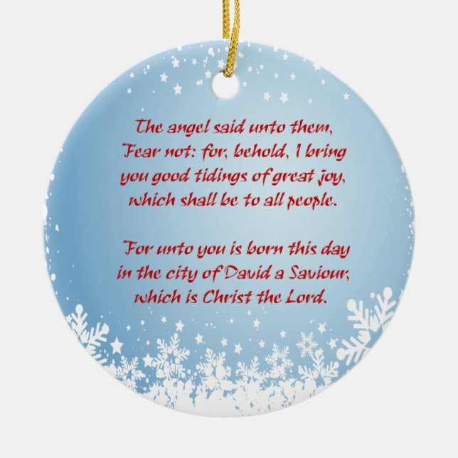 Anpassade för julberättelseLuke 2 kristen Julgransprydnad Keramik (Framsidan)