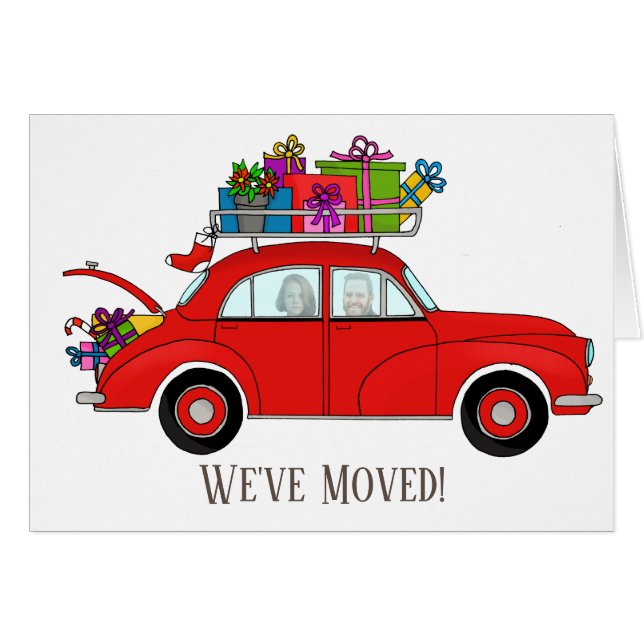 anpassade för julfotkort i vi har flyttat hälsningskort (Framsidan Horizontal)