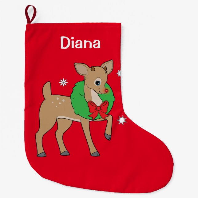 Anpassade för kran för babyrenjul stor julstrumpa (Framsidan)