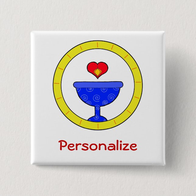 Anpassade för namn bricka för Swirly bägare UU Knapp (Framsida)