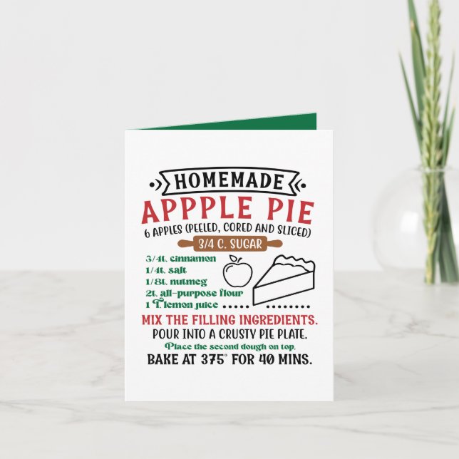 Anpassade för recept på Homemade Apple paj Helgkort (Framsida)