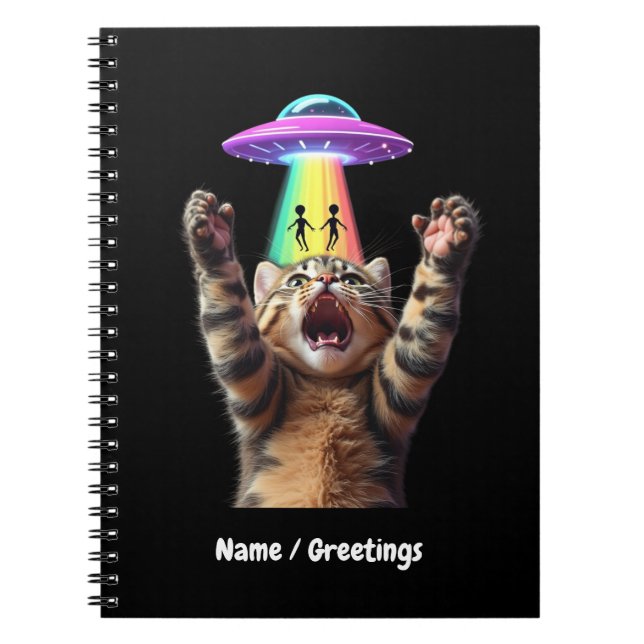 Anpassade för Superskojet Funny Cat Selfie Alien U Anteckningsbok (Framsidan)