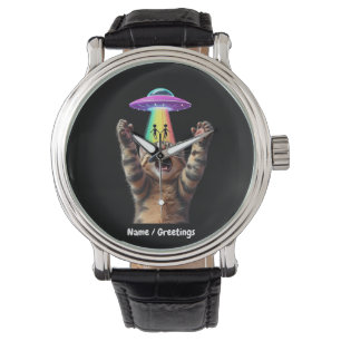 Anpassade för Superskojet Funny Cat Selfie Alien U Armbandsur
