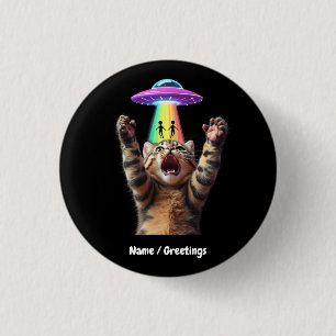 Anpassade för Superskojet Funny Cat Selfie Alien U Knapp