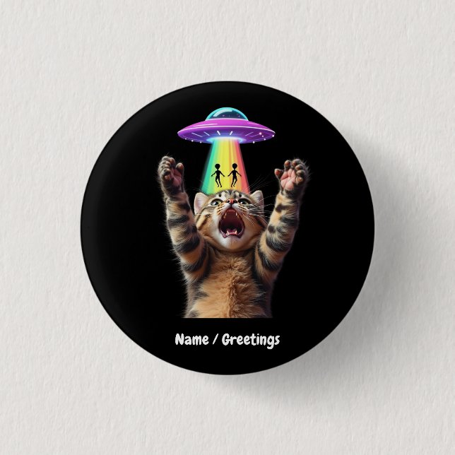 Anpassade för Superskojet Funny Cat Selfie Alien U Knapp (Framsida)