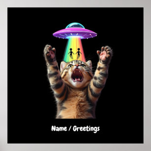 Anpassade för Superskojet Funny Cat Selfie Alien U Poster