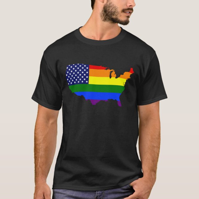 ANPASSADE FÖRENADE STATER AV JÄMSTÄLLDHETSRAINBOW, T-SHIRT (Framsida)